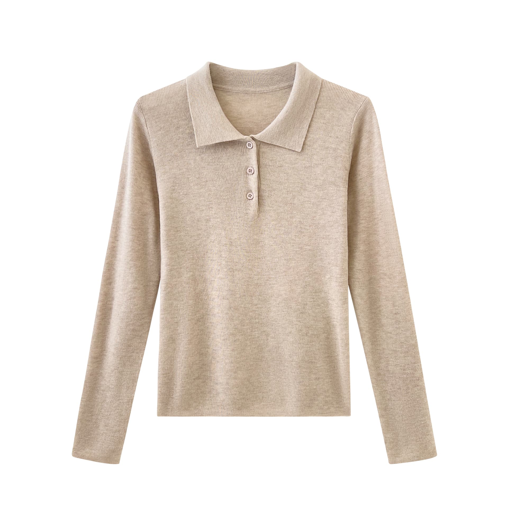 실사 새로운 POLO 칼라 몸매 가꾸기 슬림해 보이는 다용도 품격 미니멀리즘 바람 털 니트 스웨터 여성 상세 이미지 2