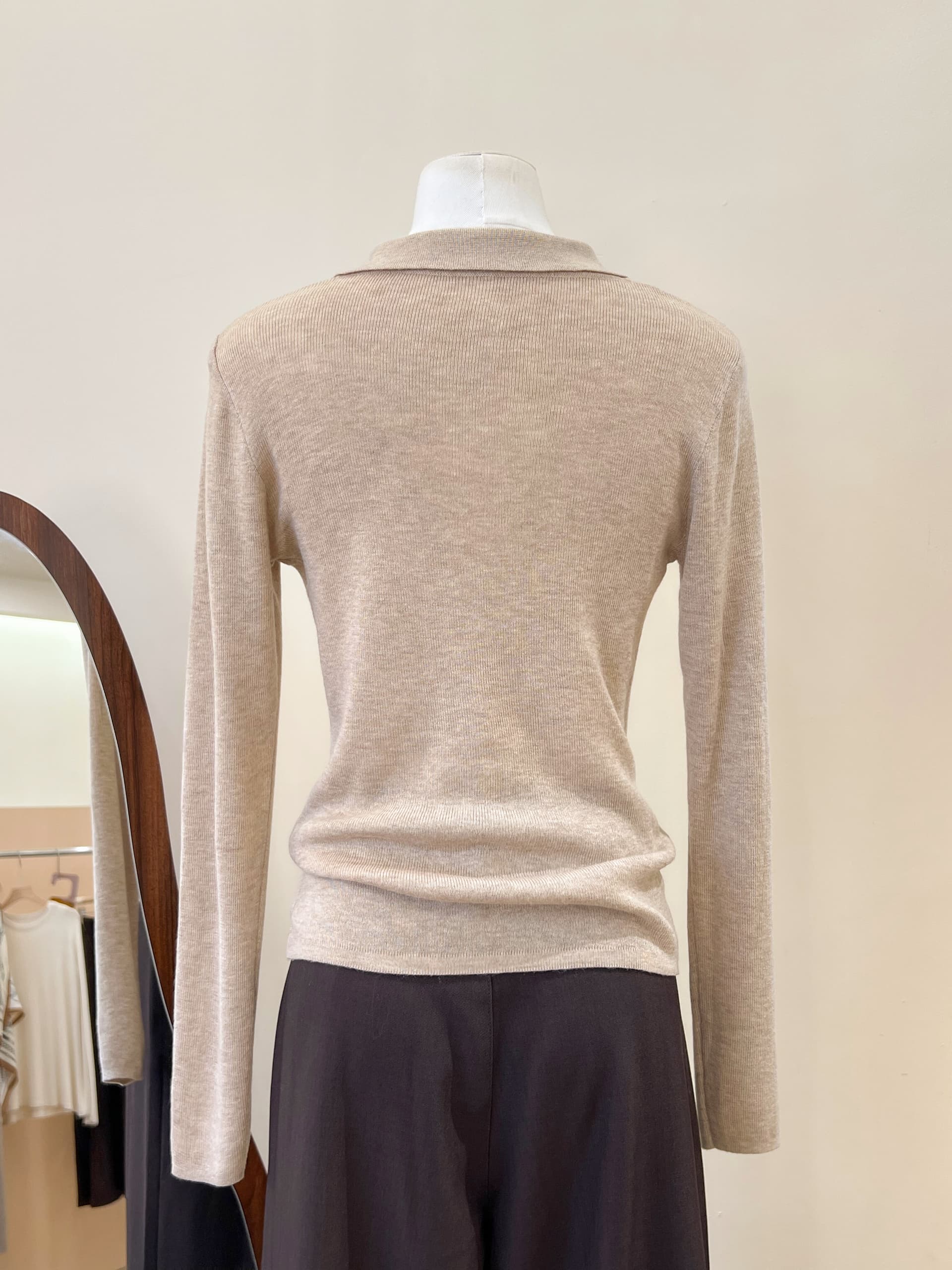 실사 새로운 POLO 칼라 몸매 가꾸기 슬림해 보이는 다용도 품격 미니멀리즘 바람 털 니트 스웨터 여성 상세 이미지 12