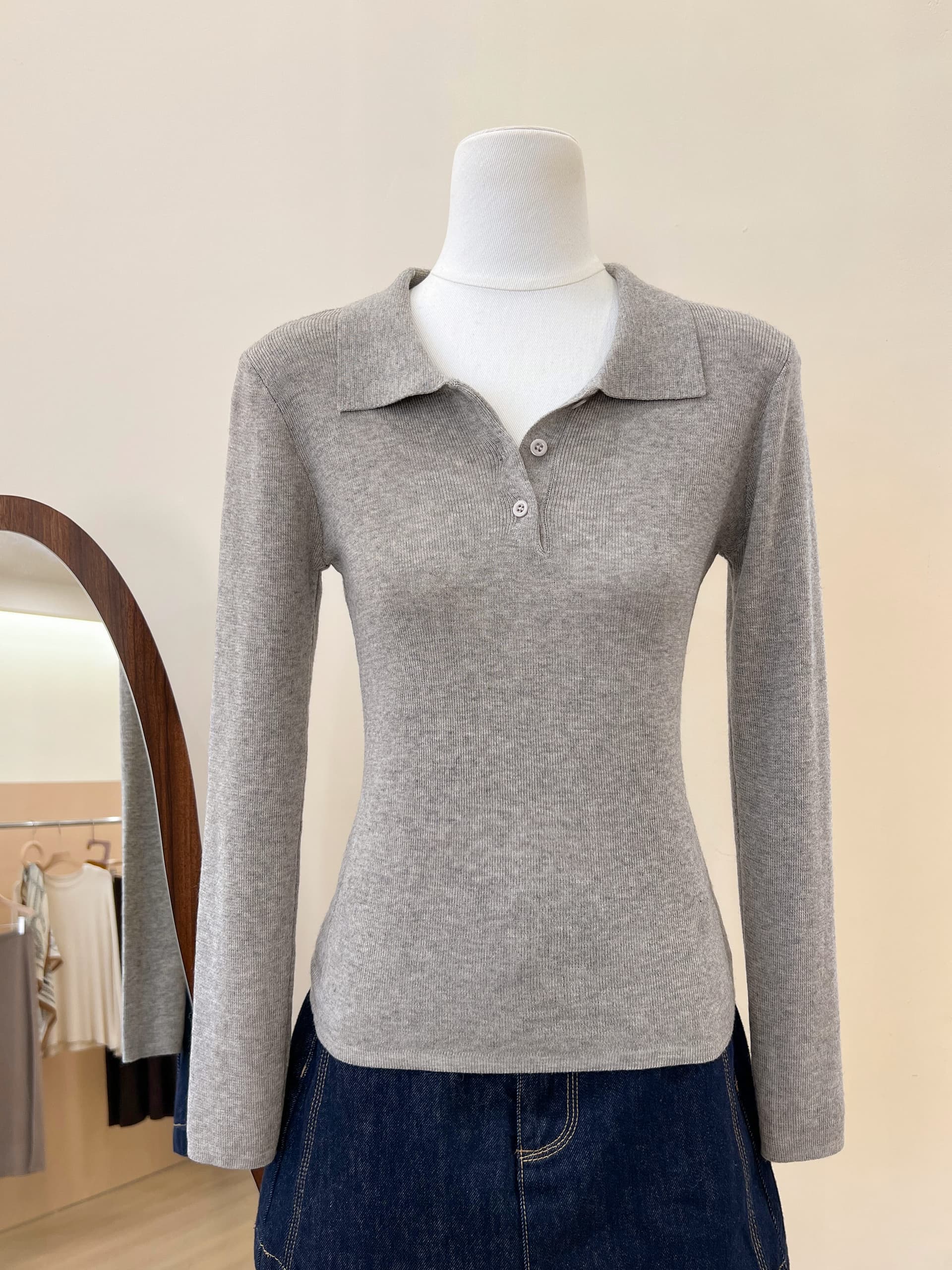 실사 새로운 POLO 칼라 몸매 가꾸기 슬림해 보이는 다용도 품격 미니멀리즘 바람 털 니트 스웨터 여성 상세 이미지 14