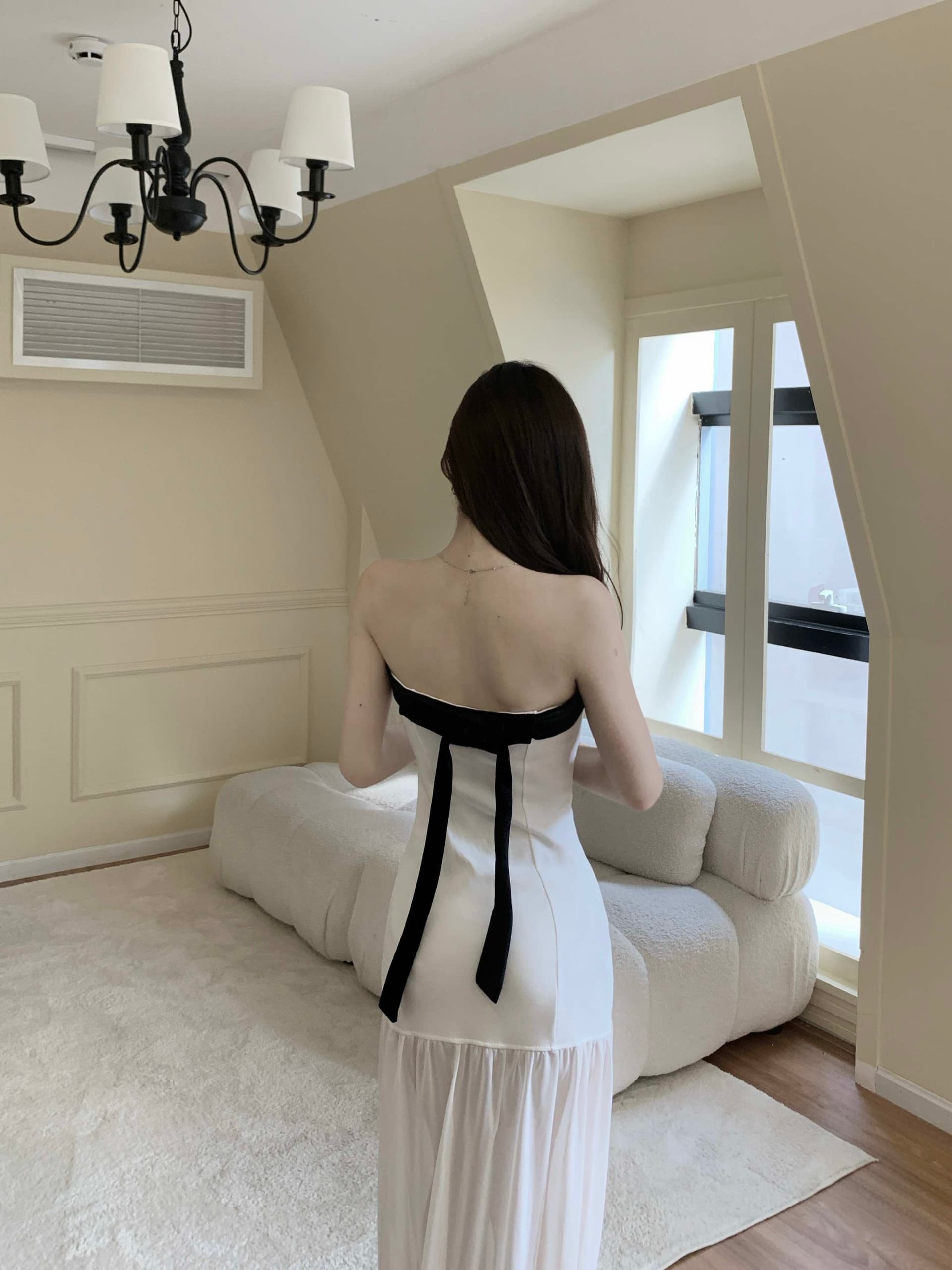 실사 정가 민소매 튜브탑 치마 작은 샤넬 스타일 드레스 길다 치마 상세 이미지 16