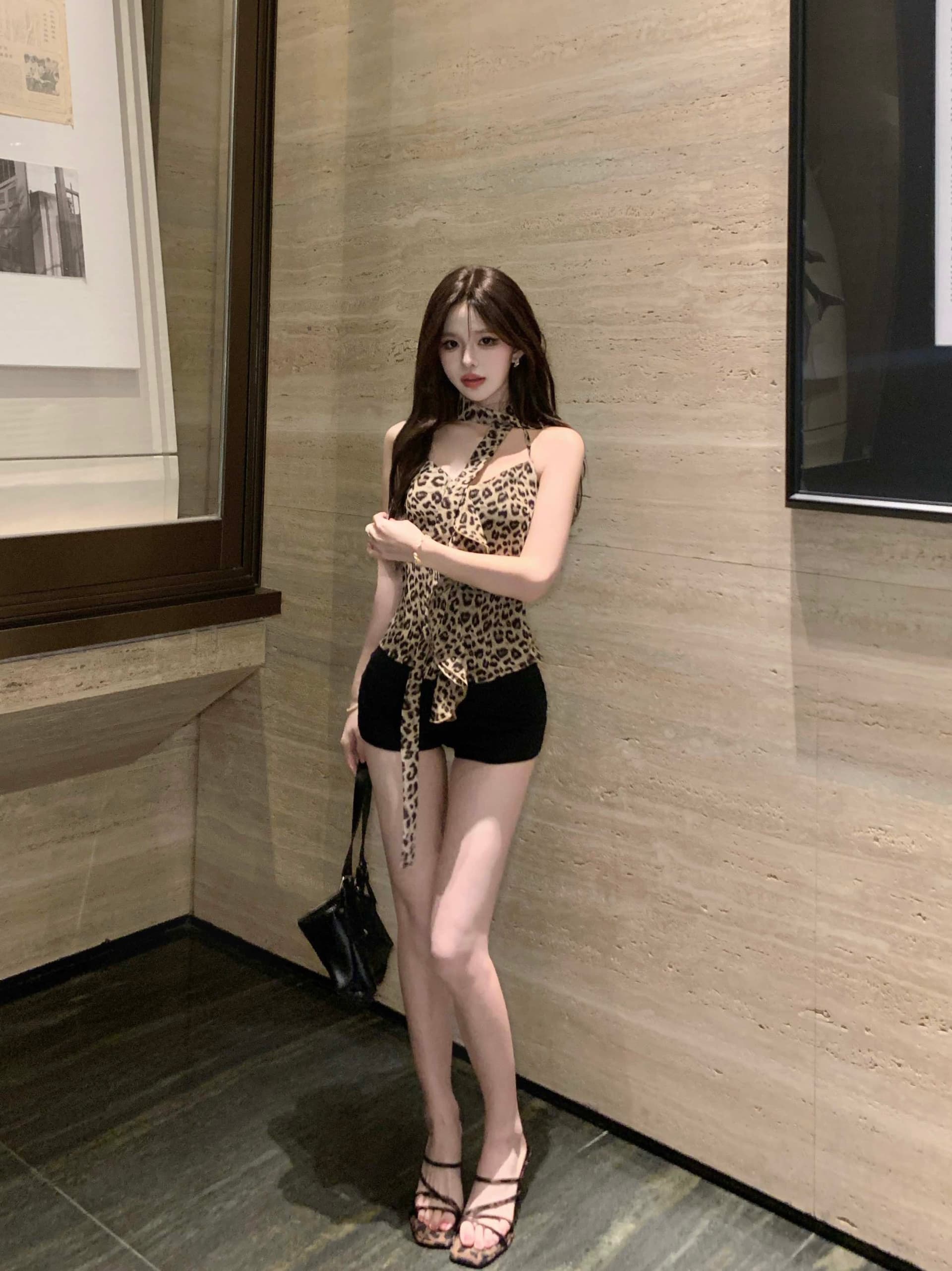 실사 정가 순수한 욕망 핫걸 레오파드 무늬 백리스 행침 목 캐미솔 섹시함 맨위 이미지 4