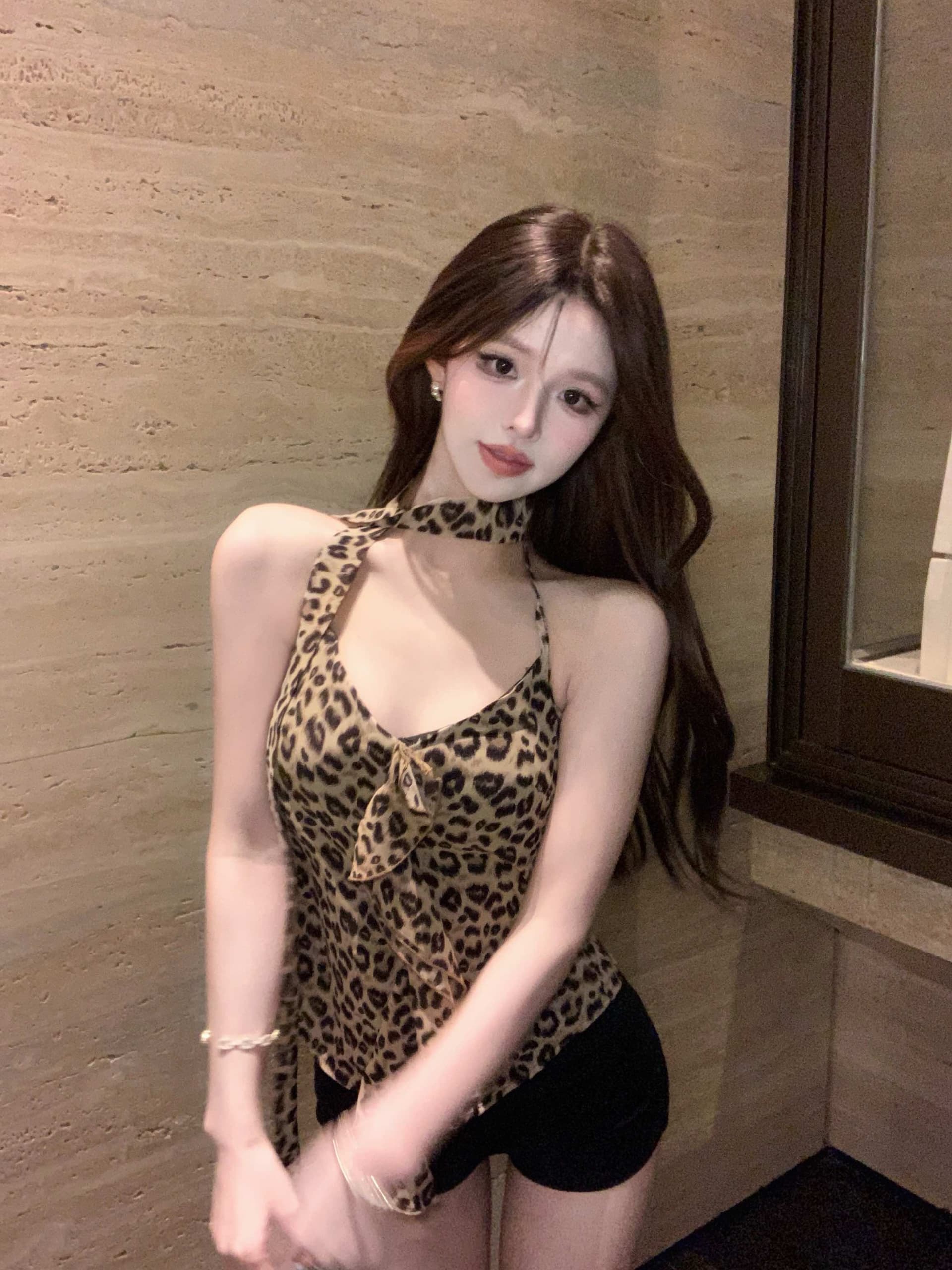 실사 정가 순수한 욕망 핫걸 레오파드 무늬 백리스 행침 목 캐미솔 섹시함 맨위 상세 이미지 20