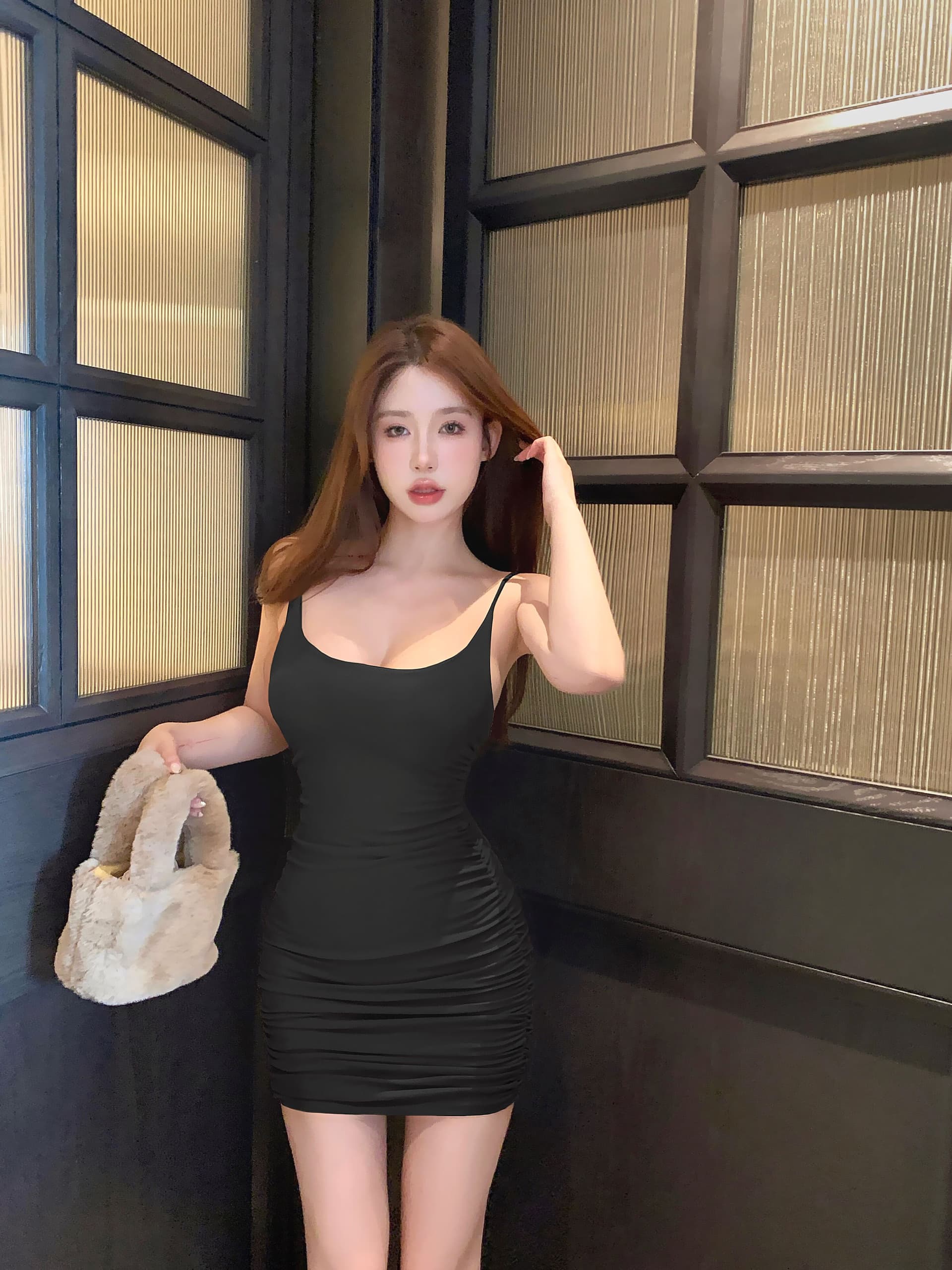 실사 정가 벨트 가슴 패드 섹시함 슬립 여성 드레스 인사이드 가져 가라. 주름 허리 수축 만나는 타이트 스커트 미니 스커트 이미지 4