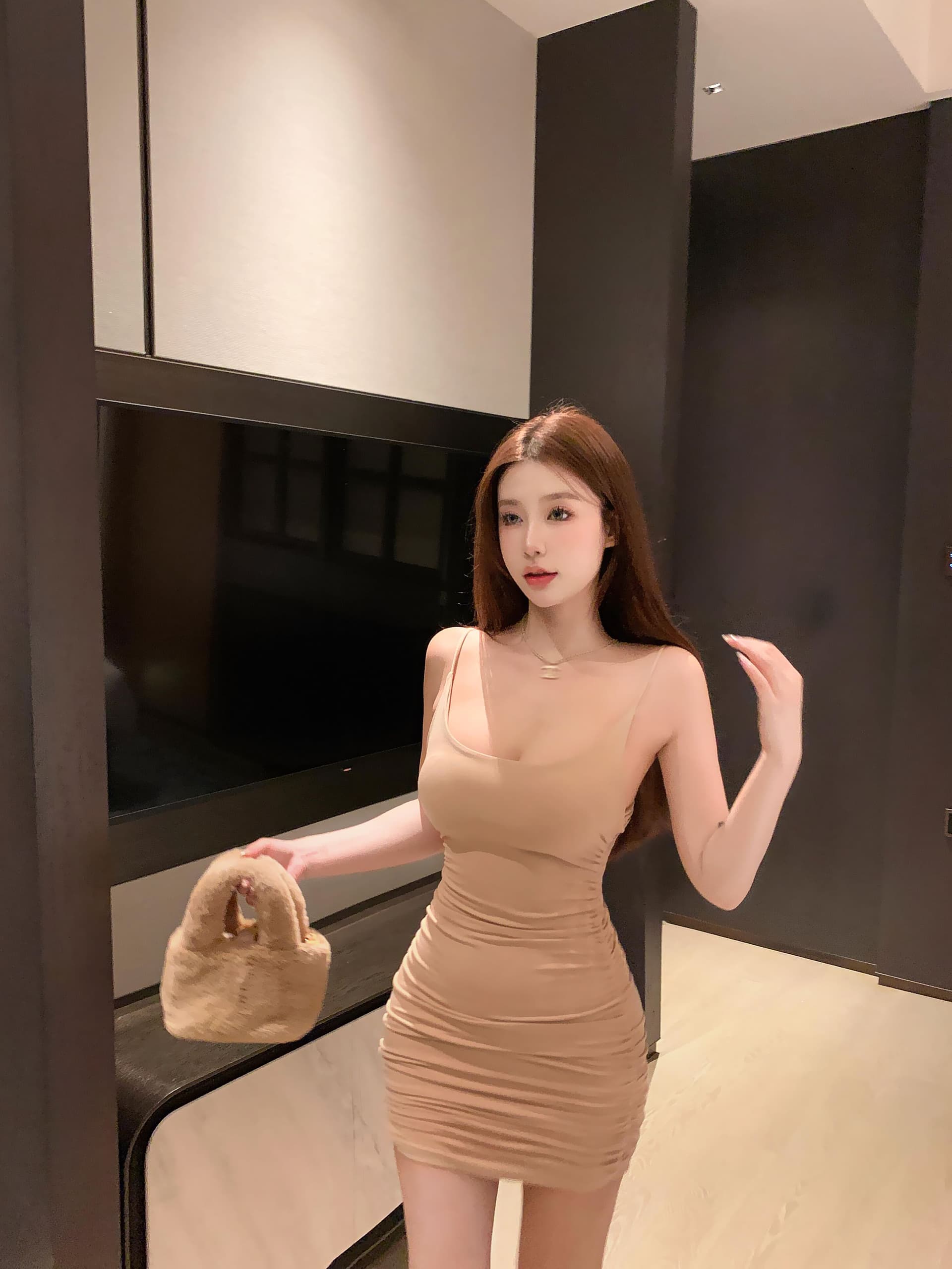 실사 정가 벨트 가슴 패드 섹시함 슬립 여성 드레스 인사이드 가져 가라. 주름 허리 수축 만나는 타이트 스커트 미니 스커트 상세 이미지 1