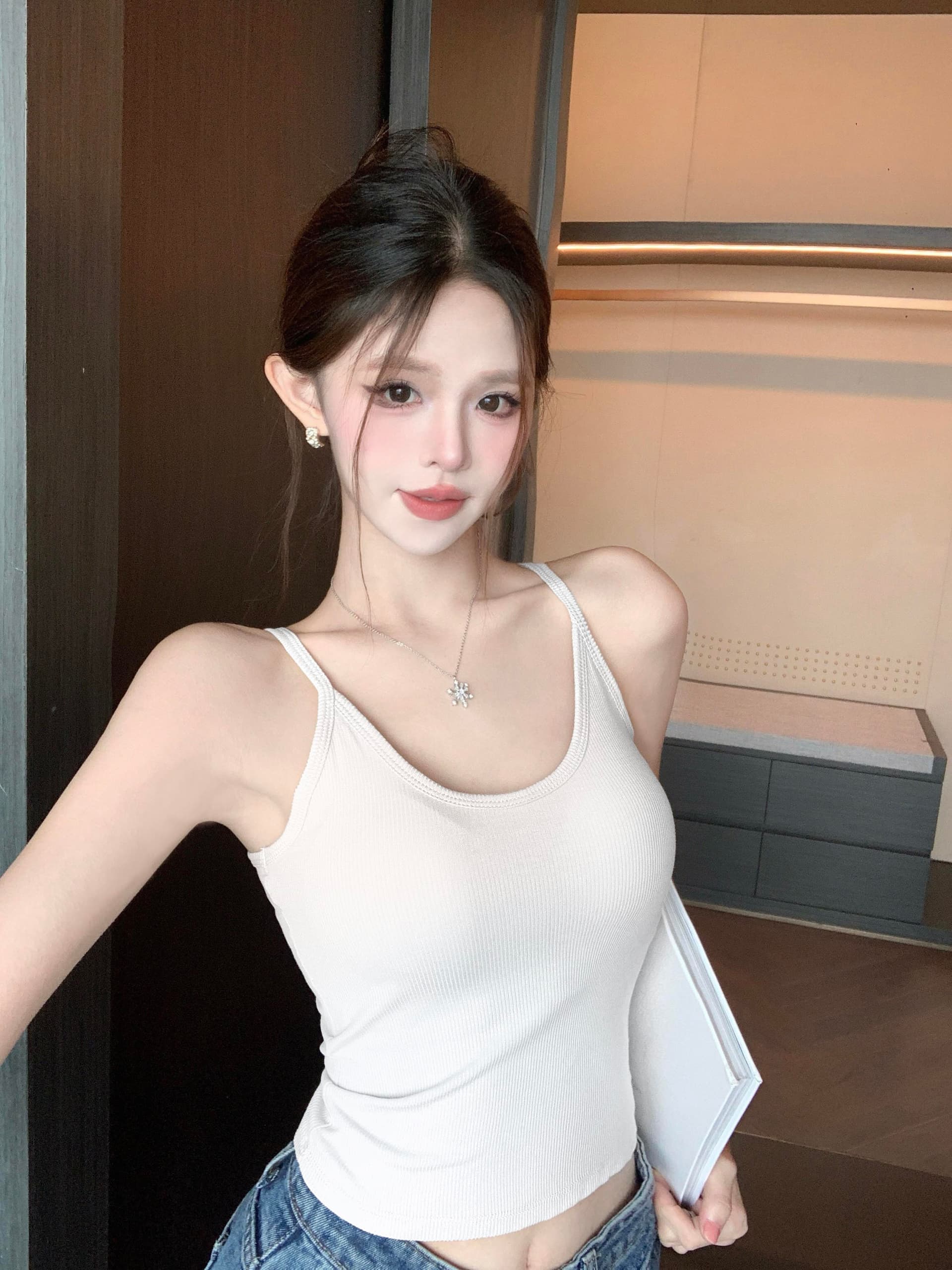 실사 정가 캐미솔 몸매 가꾸기 아름다움 뒤로 상세 이미지 1