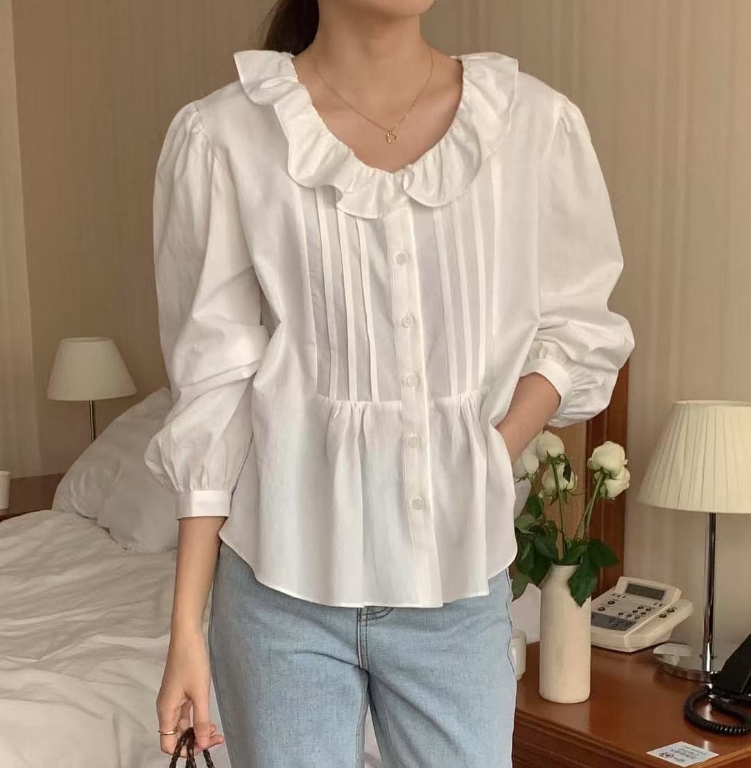 지금 이른 봄 베이비 칼라 다용도 품격 셔츠 상세 이미지 3