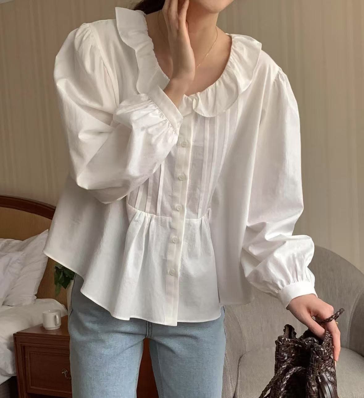 지금 이른 봄 베이비 칼라 다용도 품격 셔츠 상세 이미지 6