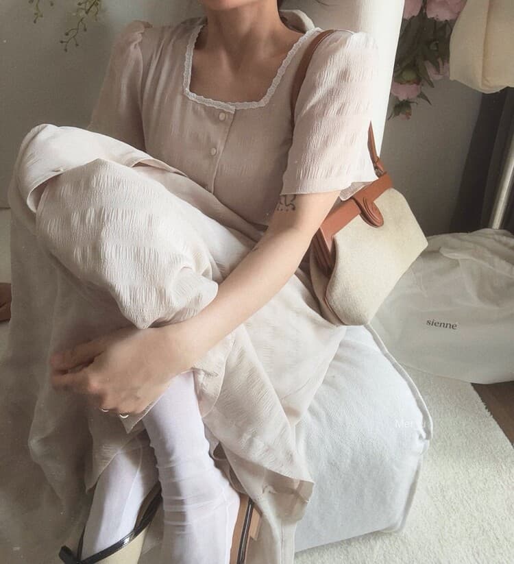 재고 있음 프랑스식 복잡한 고대 칼라 품격 레이스업 허리 수축 슬림해 보이는 드레스 상세 이미지 1