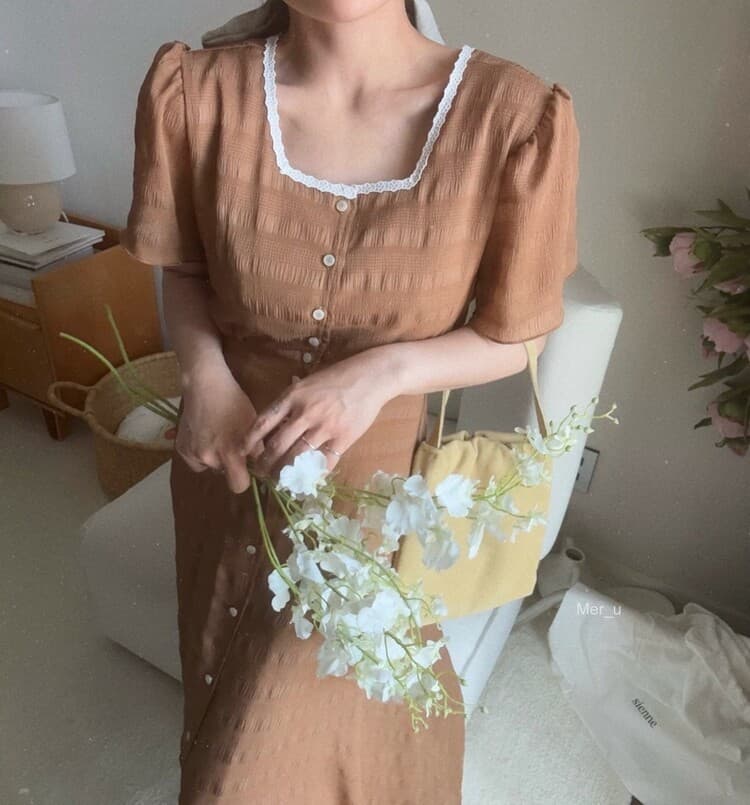 재고 있음 프랑스식 복잡한 고대 칼라 품격 레이스업 허리 수축 슬림해 보이는 드레스 상세 이미지 11