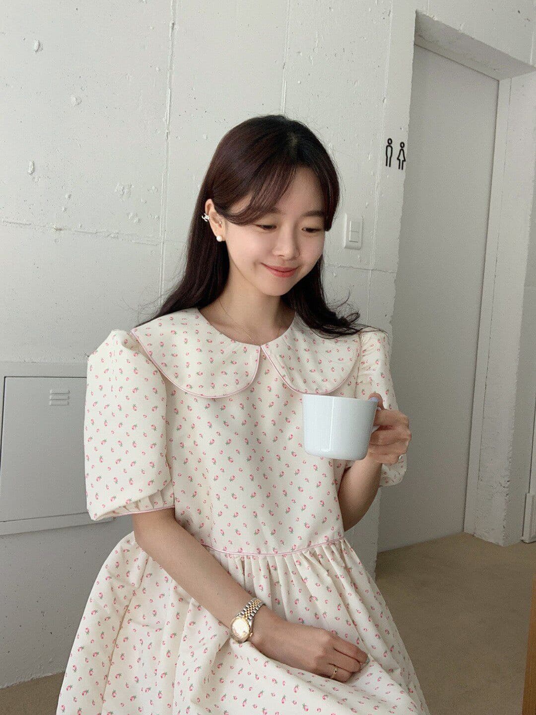 재고 있음 품격 연령 감소 베이비 칼라 루즈핏 드레스 상세 이미지 2