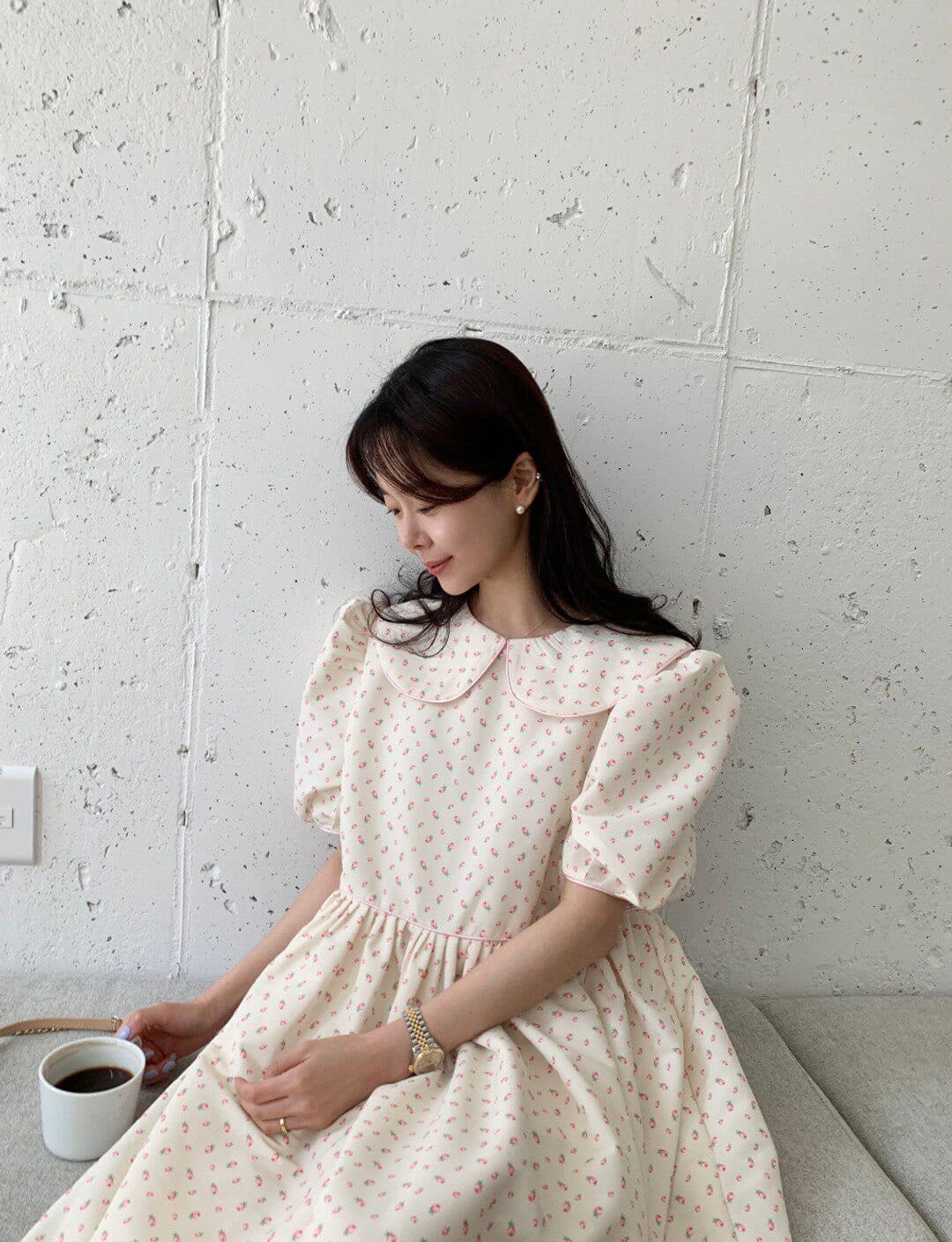 재고 있음 품격 연령 감소 베이비 칼라 루즈핏 드레스 상세 이미지 9