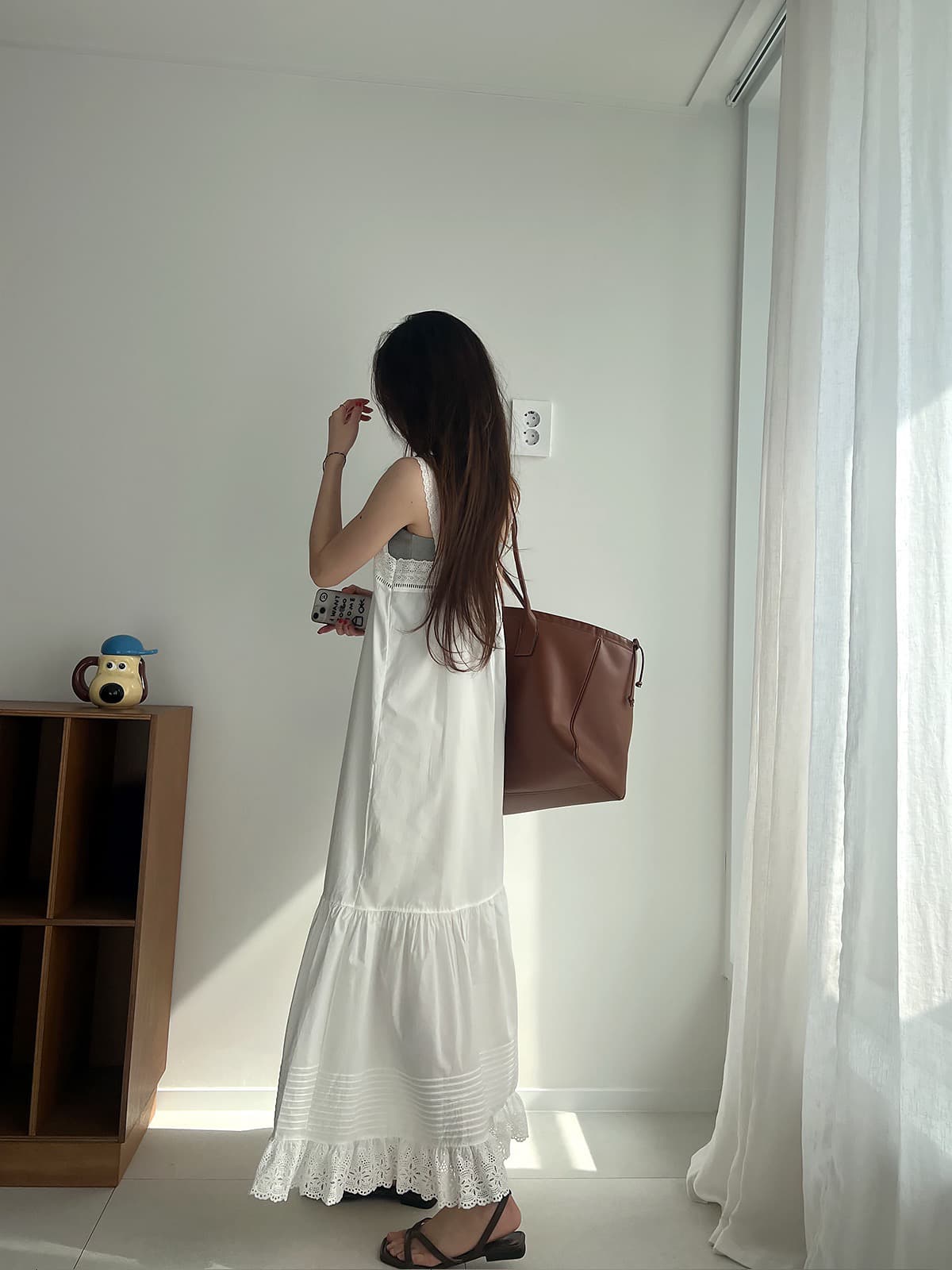 재고 있음 품격 레이스 패치워크 벨트 행침 루즈핏 드레스 상세 이미지 13