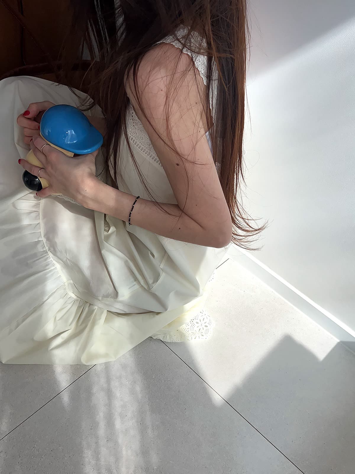 재고 있음 품격 레이스 패치워크 벨트 행침 루즈핏 드레스 상세 이미지 23