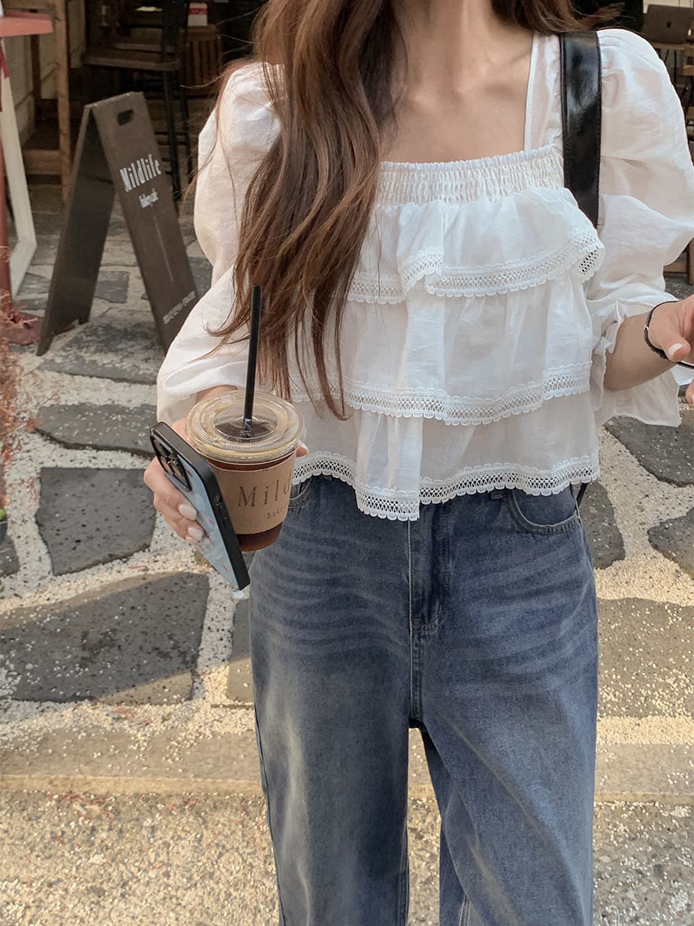 재고 있음 품격 레이스 패치워크 다용도 맨위 상세 이미지 2