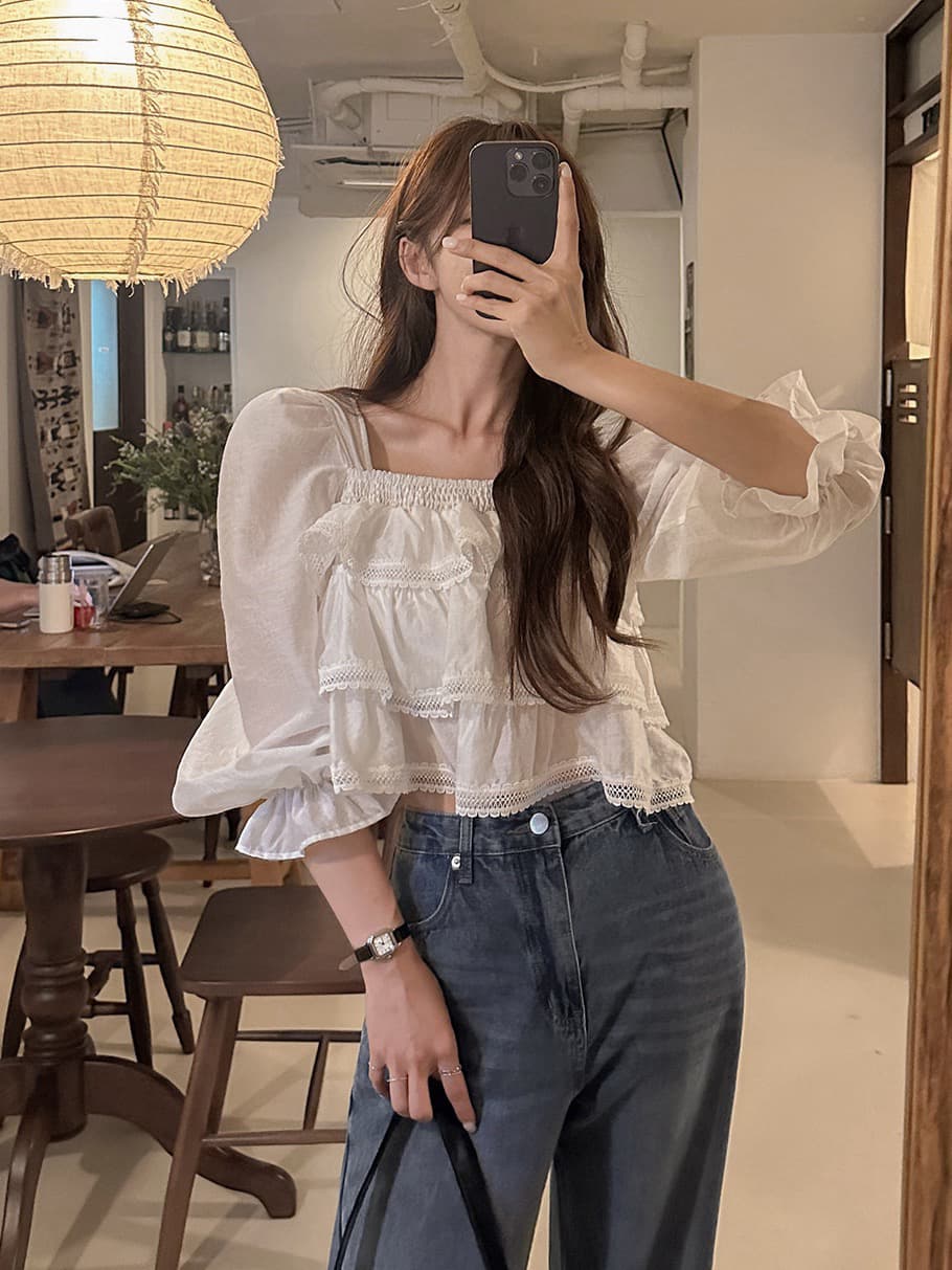 재고 있음 품격 레이스 패치워크 다용도 맨위 상세 이미지 9