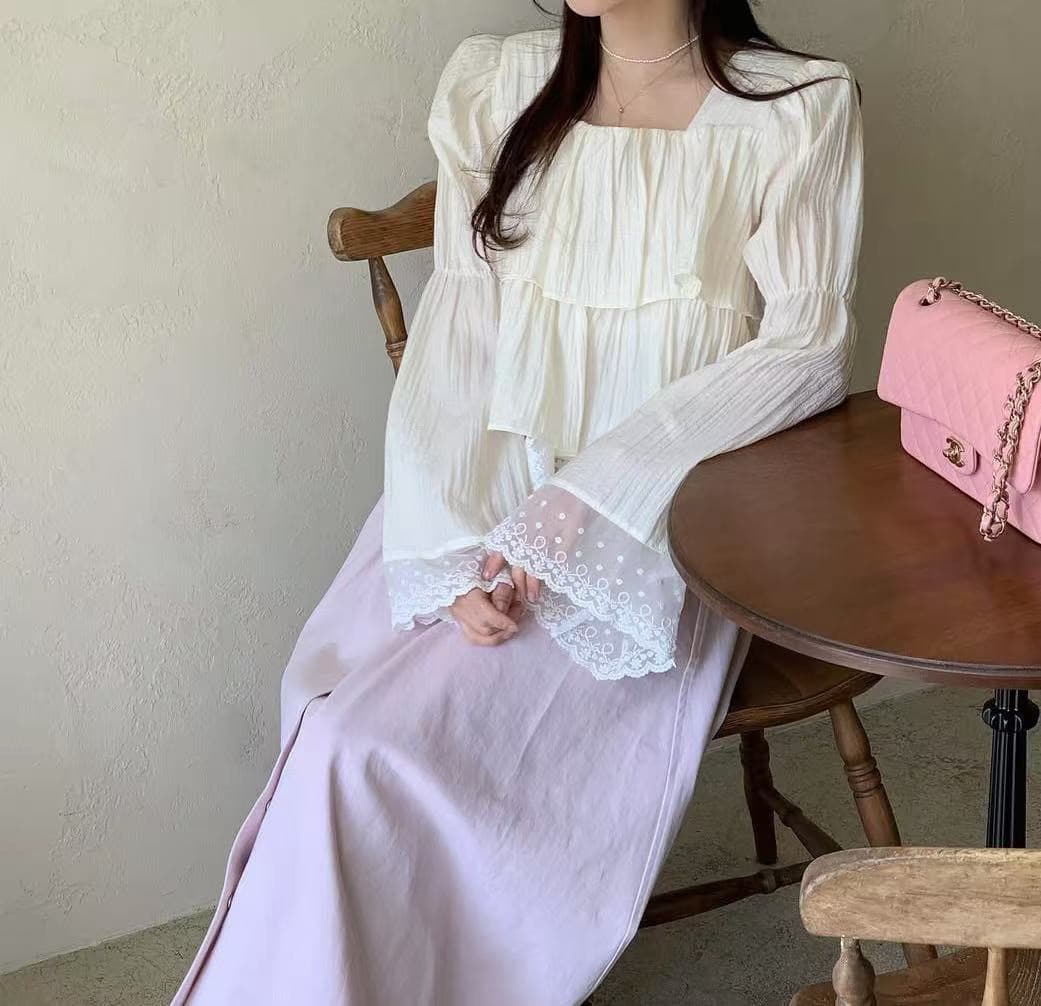 재고 있음 우아함 품격 광장 칼라 셔츠 상세 이미지 9