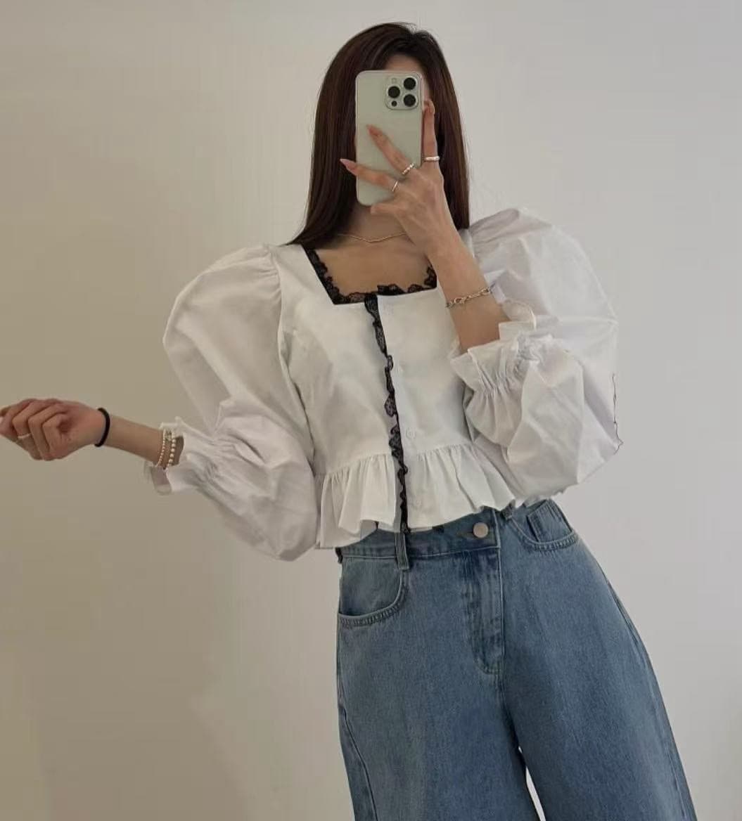 재고 있음 연령 감소 레이스 꾸밈음 셔츠 상세 이미지 8