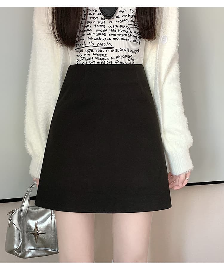 실사 가을 겨울철 새로운 한국 스타일 두꺼운 모직 가을 겨울 한 마디 하이웨이스트 학생 다용도 치마 상세 이미지 16