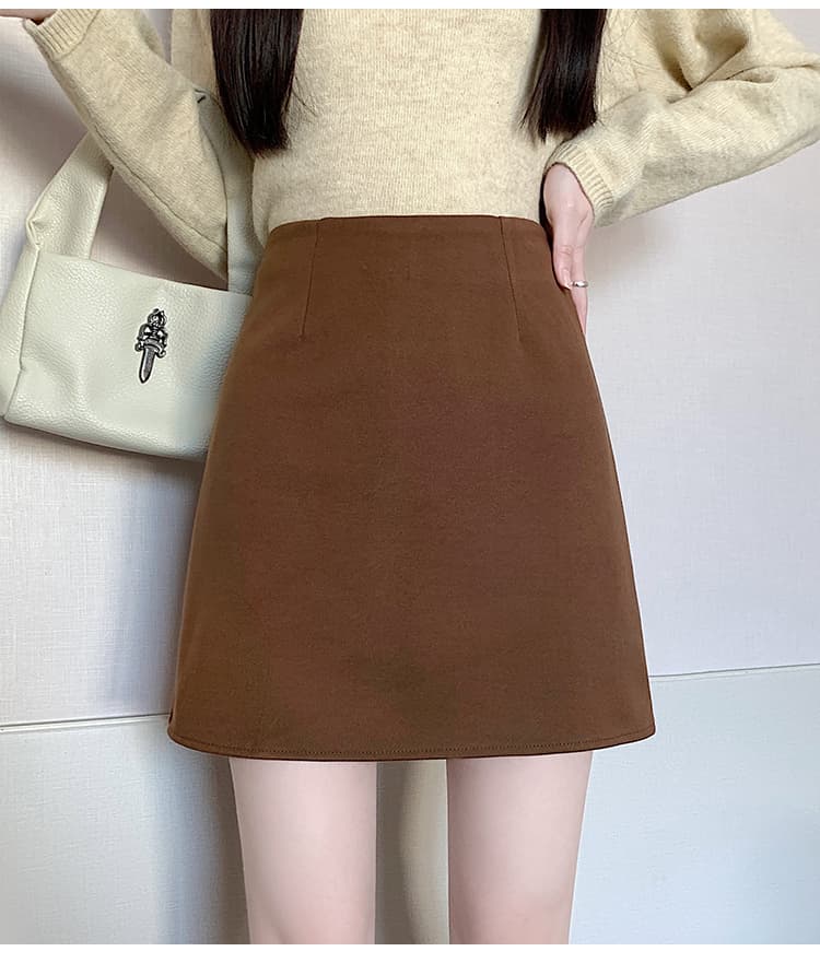실사 가을 겨울철 새로운 한국 스타일 두꺼운 모직 가을 겨울 한 마디 하이웨이스트 학생 다용도 치마 상세 이미지 28