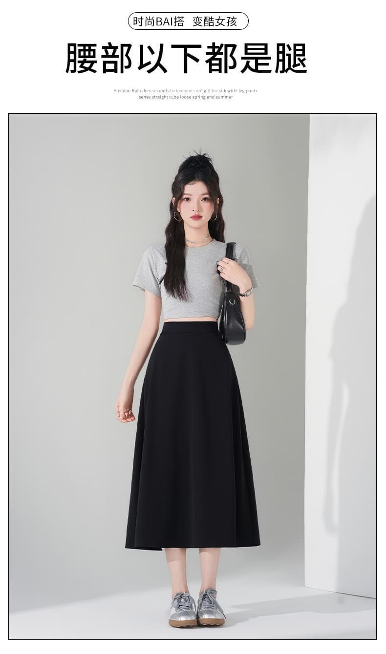 실사 봄 여름 새로운 슬림해 보이는 다용도 한국 스타일 단색 작은 검은 드레스 정장 반신 치마 검정색 상세 이미지 5