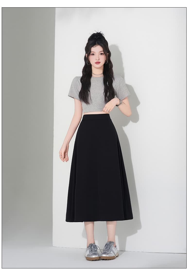 실사 봄 여름 새로운 슬림해 보이는 다용도 한국 스타일 단색 작은 검은 드레스 정장 반신 치마 검정색 상세 이미지 14