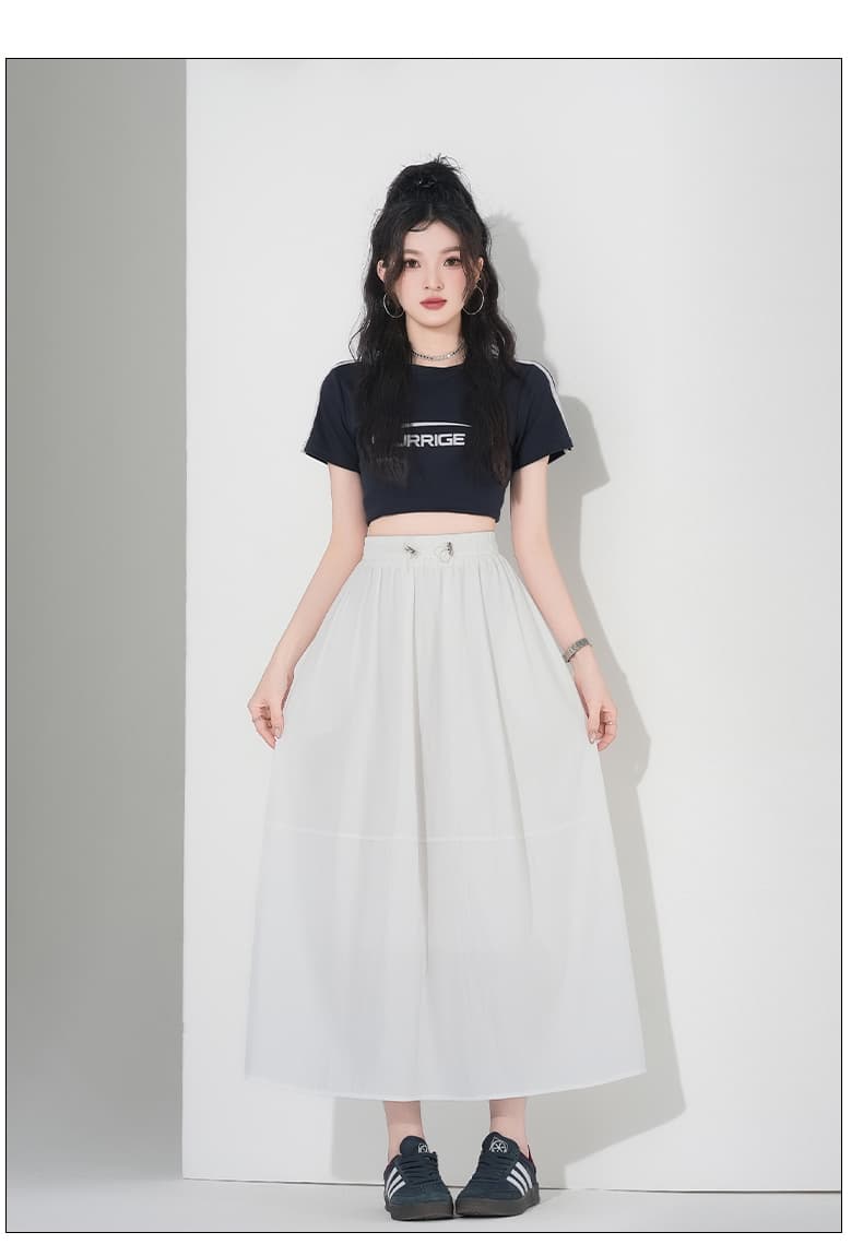 실사 새로운 표지 고기 슬림해 보이는 캐주얼 여성 계절 패션 레이스업 펌프 로프 주머니 안감 한 마디 반신 스커트 우산 치마 상세 이미지 26