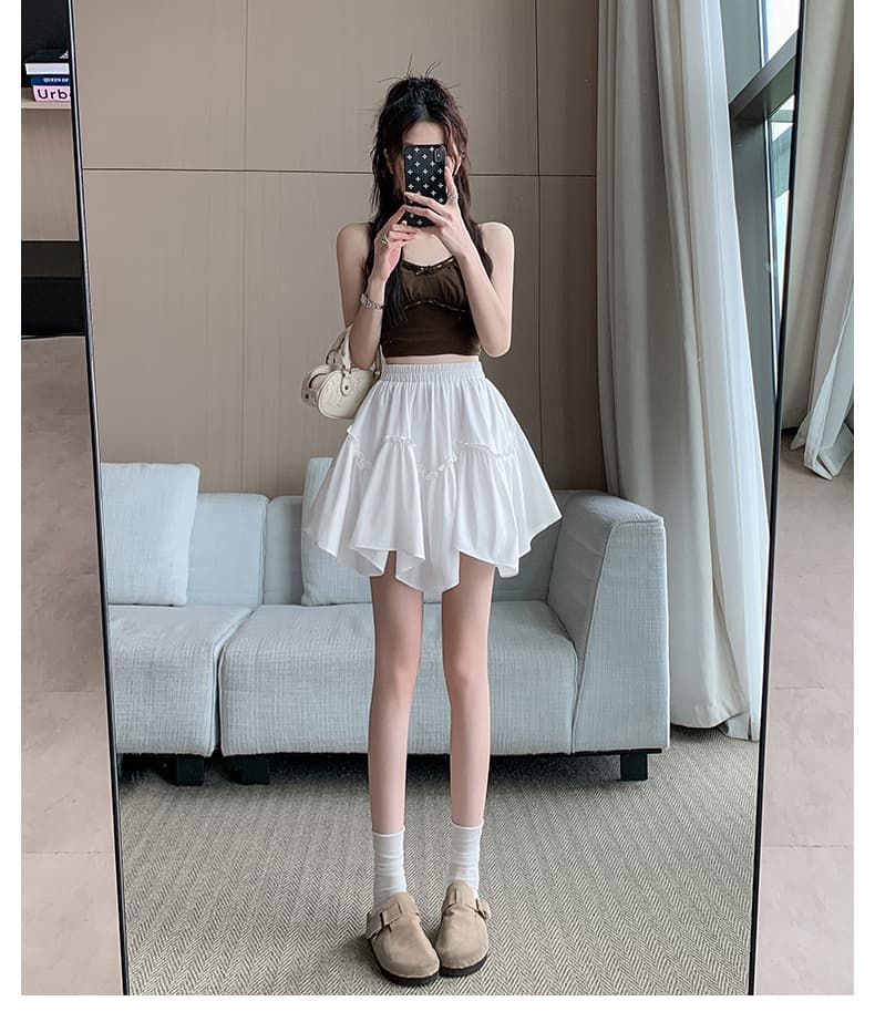 실사 여름 다용도 퍼프 케이크 드레스 한 마디 반신 스커트 디자인 센스 작은 대중 ins 하이웨이스트 미니 스커트 불규칙 상세 이미지 14