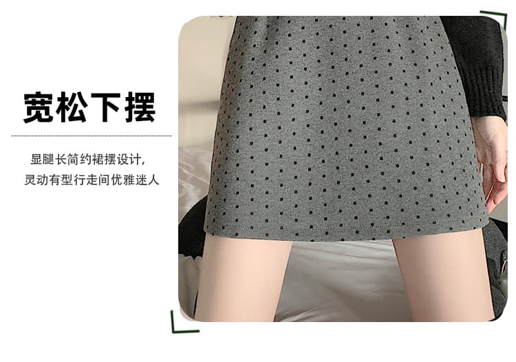 실사 가을 겨울 한국 스타일 5 가지 색상 레트로 하이웨이스트 모직 chic 보온 라운드 조금 타이트 스커트 한 마디 반신 스커트 상세 이미지 6