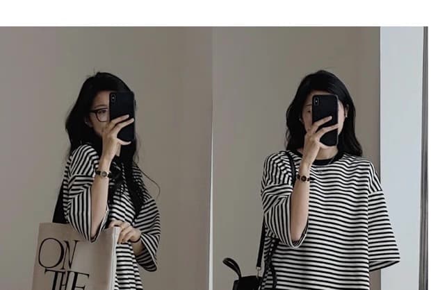 여름 나가라. 루즈핏 스트라이프 먹이주기 맨위 상세 이미지 18