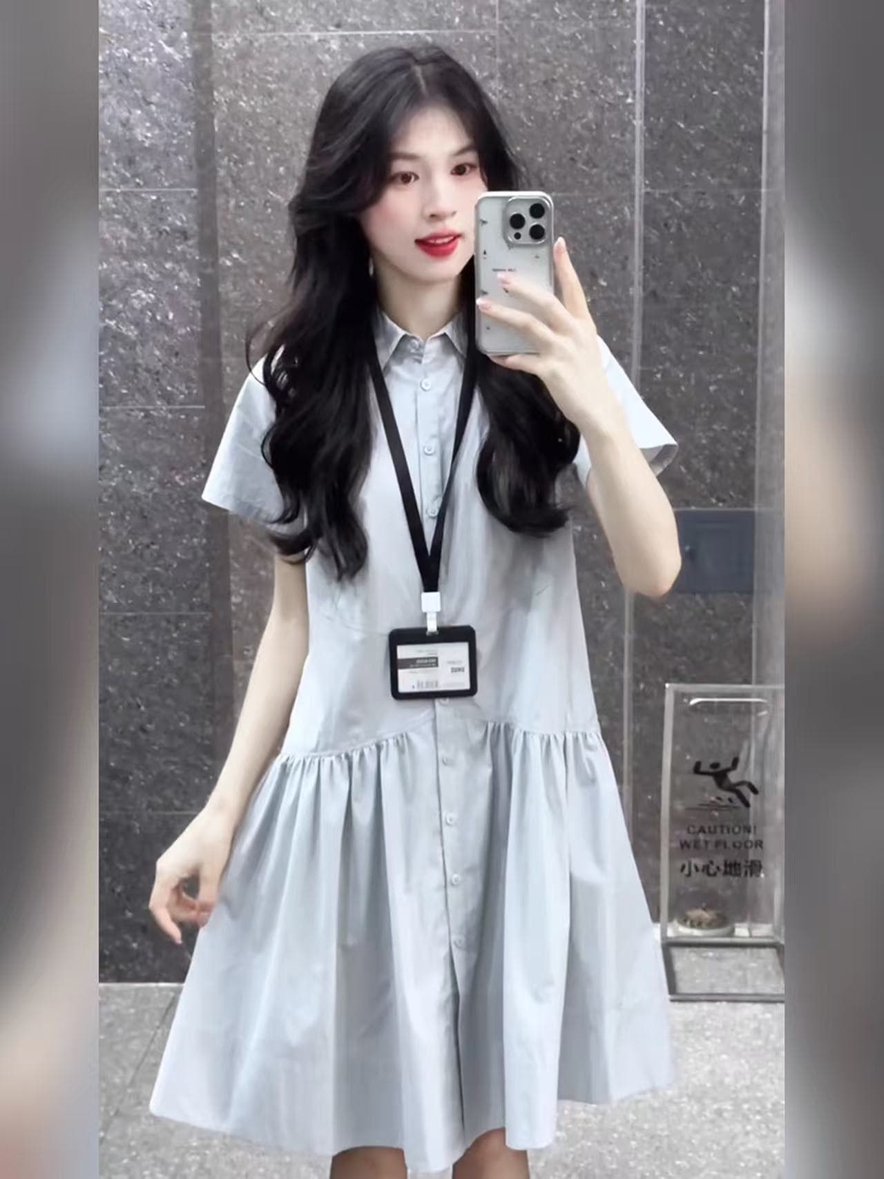 새로운 학원 스타일 파란색 수유 드레스 작은 청신 달콤함 연령 감소 작은 키 나가라. 먹이주기 드레스 상세 이미지 4