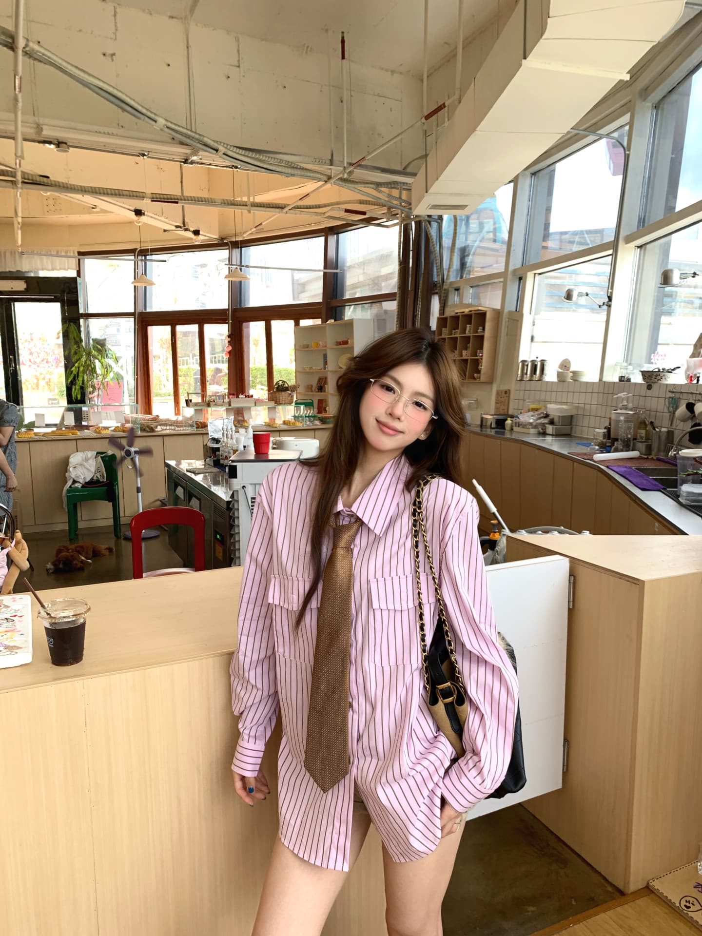 실사 정가 높음 지혜 센스 품격 고급 센스 가을 루즈핏 스트라이프 셔츠 상세 이미지 5
