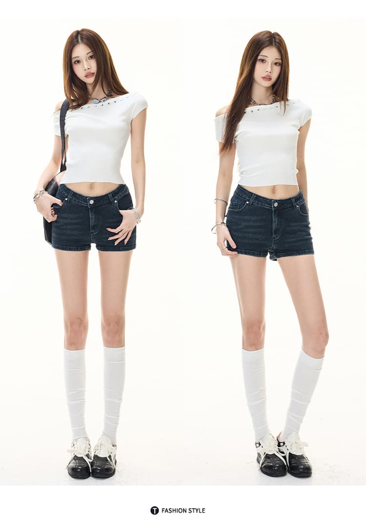 실사 핫걸 섹시함 v 모양 자연 펭 넓적 다리 리프트 엉덩이 데님 반바지 핫 바지 상세 이미지 7