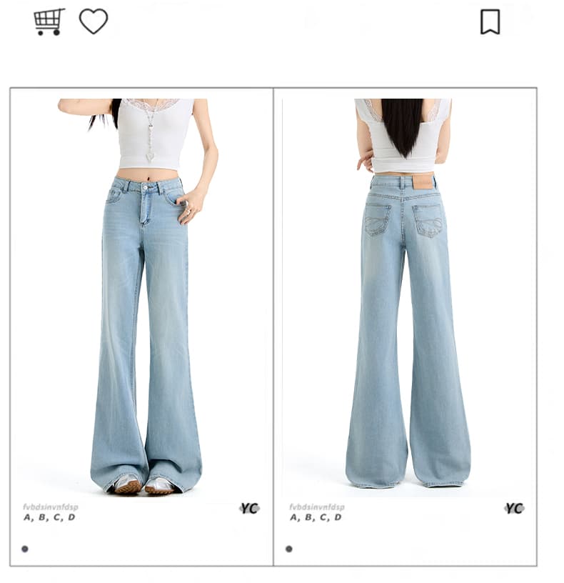 하늘색 부츠컷 청바지 여성 다용도 아니요 막대기 다리 작은 키 루즈핏 넓은 다리 나팔 바지 상세 이미지 6