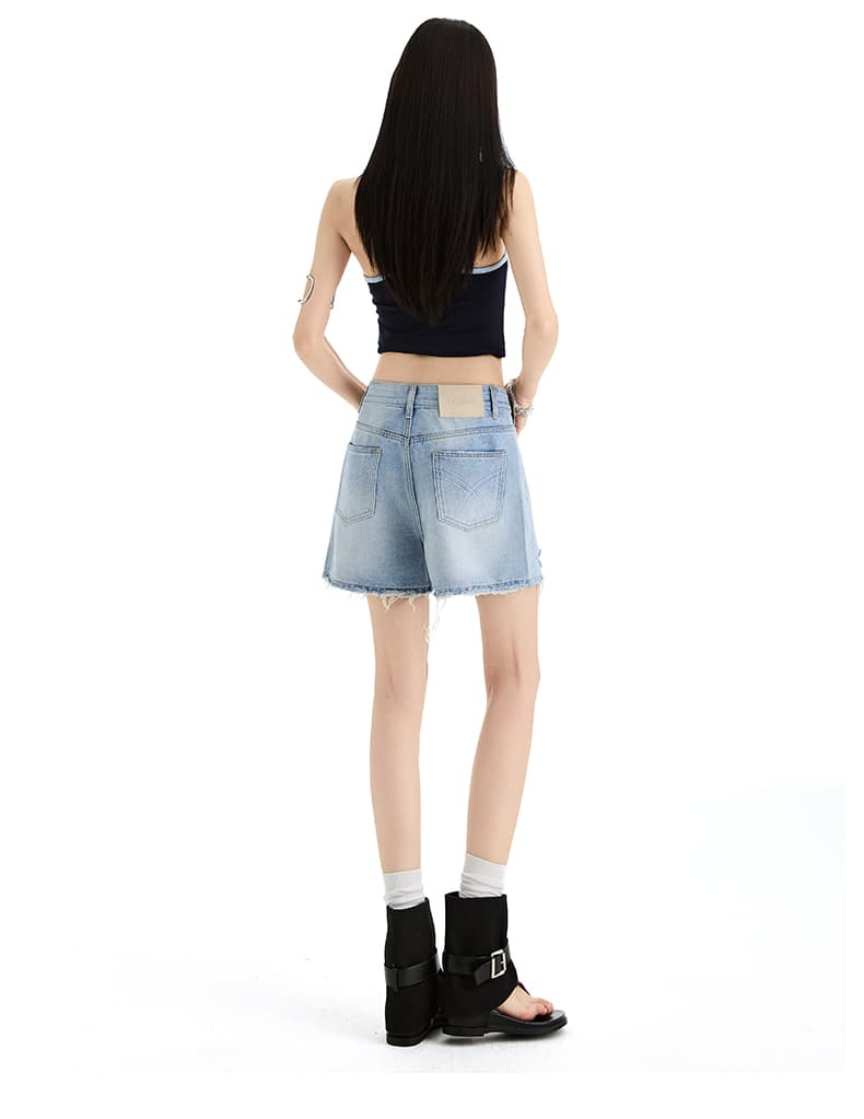 거친 가장자리 데님 반바지 여성 여름 얇은 스타일 2026 년 새로운 상세 이미지 16
