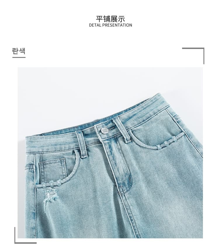 하늘색 데님 미니 스커트 여성 여름 얇은 스타일 하이웨이스트 슬림해 보이는 한 마디 핫걸 타이트 스커트 반신 스커트 상세 이미지 8