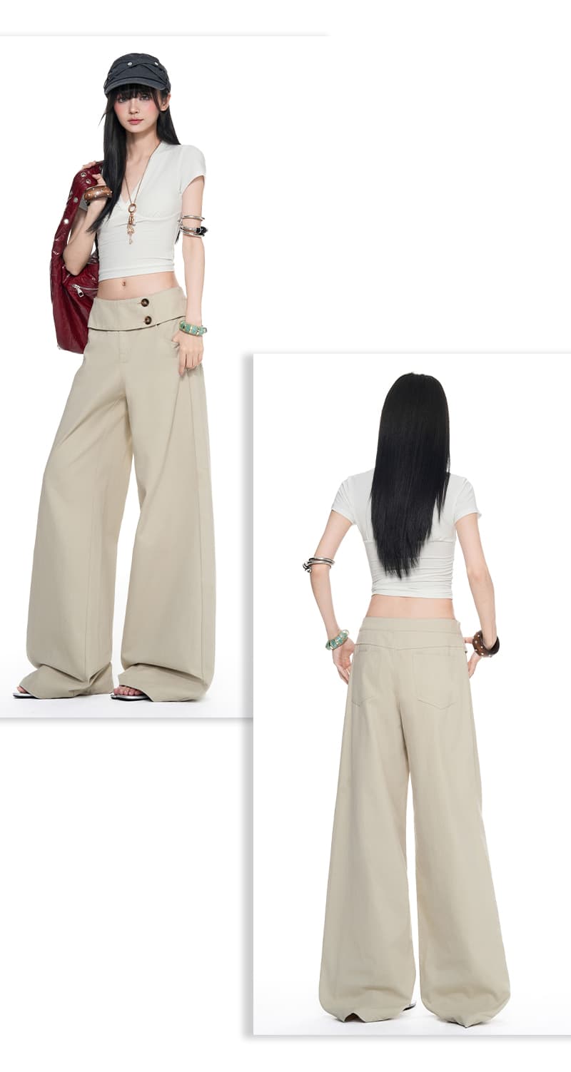 실사 카키 색 더블 버클 허리 머리 표지 넓적 다리 캐주얼 루즈핏 넓은 다리 청바지 여성 2026 아메리칸 레트로 상세 이미지 10