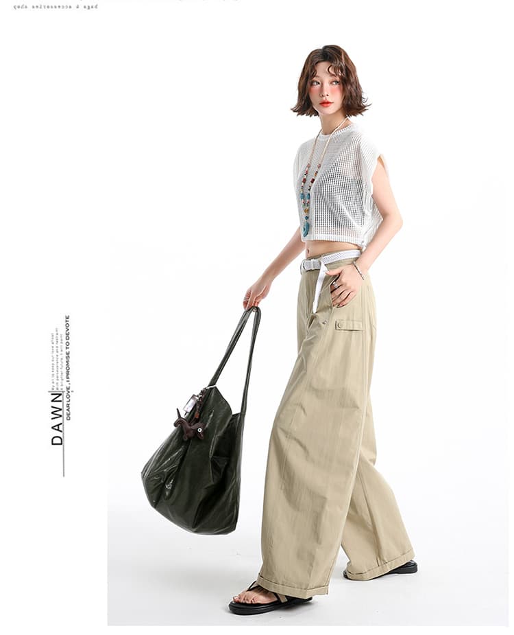 실사 캐주얼 워크웨어 팬츠 넓은 다리 청바지 여성 봄 로우 웨이스트 루즈핏 느긋한 레트로 슬림해 보이는 스트레이트 팬츠 상세 이미지 43