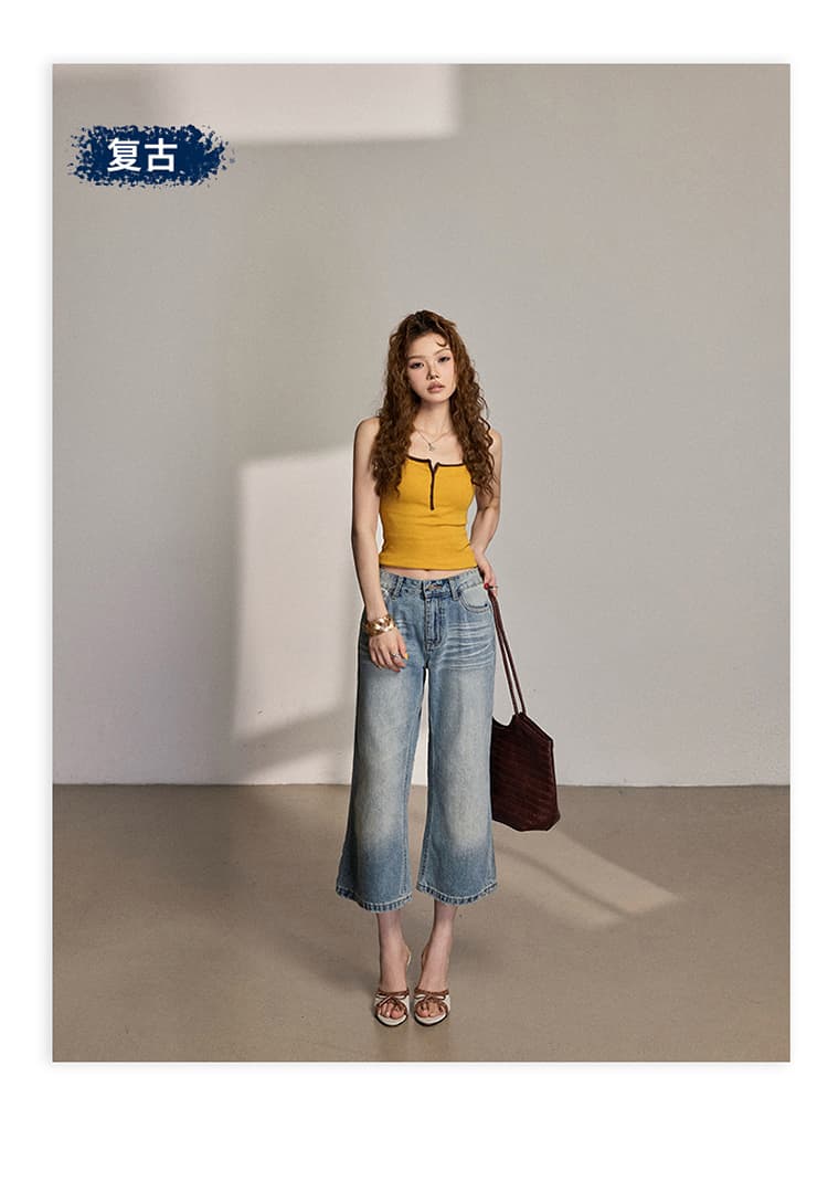루즈핏 와이드 레그 팬츠 2026 년 여름 새로운 마이크로 나팔 바지 다용도 여름 8 점 바지 상세 이미지 19