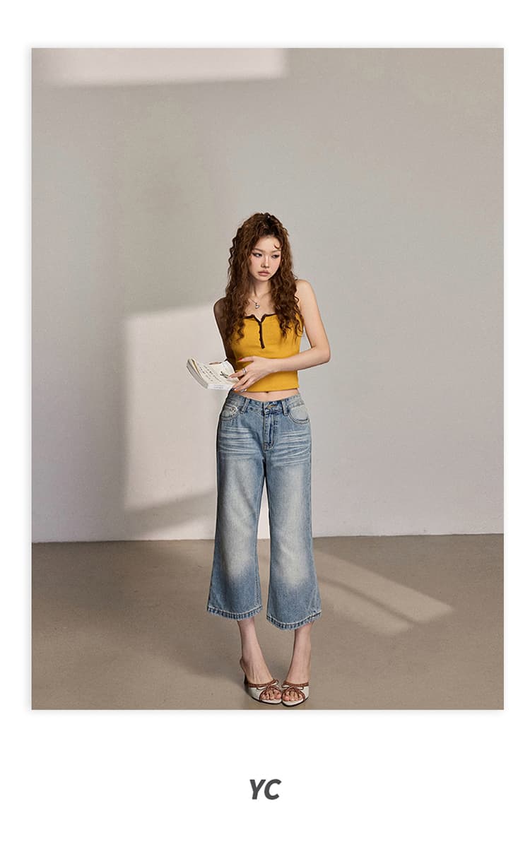 루즈핏 와이드 레그 팬츠 2026 년 여름 새로운 마이크로 나팔 바지 다용도 여름 8 점 바지 상세 이미지 23