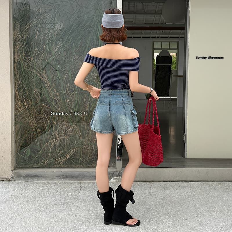 아메리칸 핫걸 높음 거리 스트레이트 넓은 다리 데님 반바지 여성 여름 새로운 워싱 레트로 기타 주머니 워크웨어 뜨거운 이미지 5