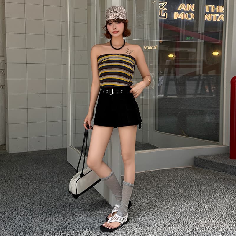 아메리칸 핫걸 높음 거리 스트레이트 넓은 다리 데님 반바지 여성 여름 새로운 워싱 레트로 기타 주머니 워크웨어 뜨거운 이미지 3
