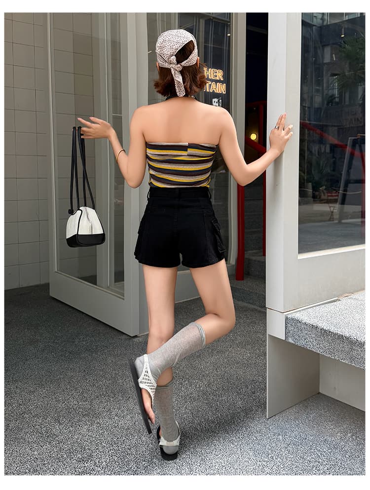 아메리칸 핫걸 높음 거리 스트레이트 넓은 다리 데님 반바지 여성 여름 새로운 워싱 레트로 기타 주머니 워크웨어 뜨거운 상세 이미지 34
