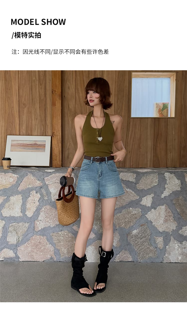 한 부서 데님 캐주얼 반바지 여성 26 여름 새로운 개인 다용도 루즈핏 핫 바지 벨트 포함 상세 이미지 14