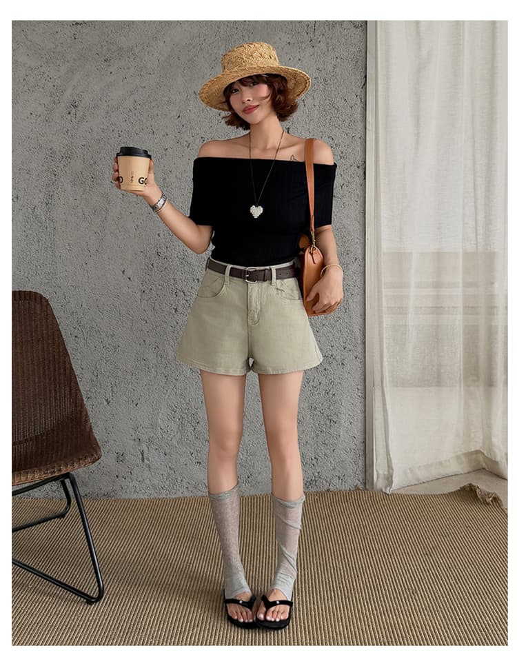 한 부서 데님 캐주얼 반바지 여성 26 여름 새로운 개인 다용도 루즈핏 핫 바지 벨트 포함 상세 이미지 30