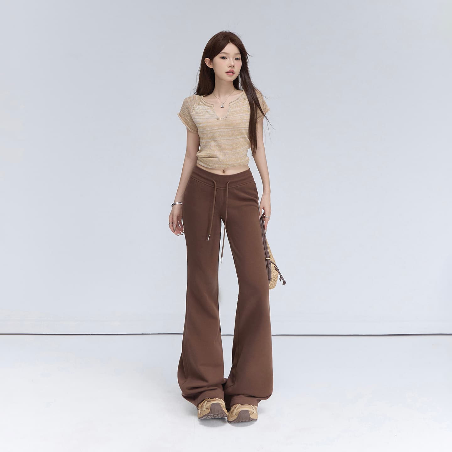 도파민 진짜 루즈핏 도루 가을 센스 몸매 가꾸기 나팔 캐주얼 바닥 청소 넓은 다리 여성 이미지 2