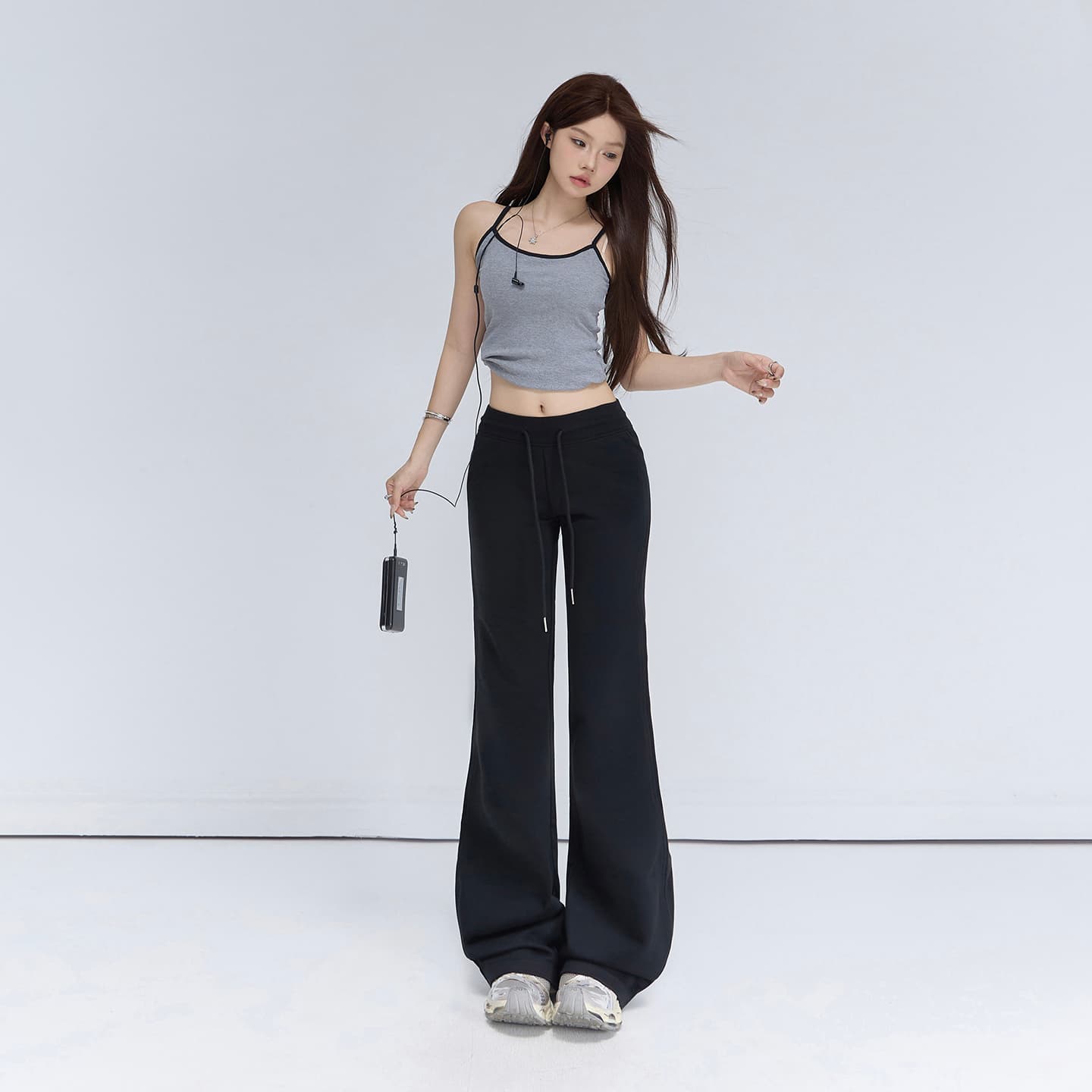 도파민 진짜 루즈핏 도루 가을 센스 몸매 가꾸기 나팔 캐주얼 바닥 청소 넓은 다리 여성 이미지 5