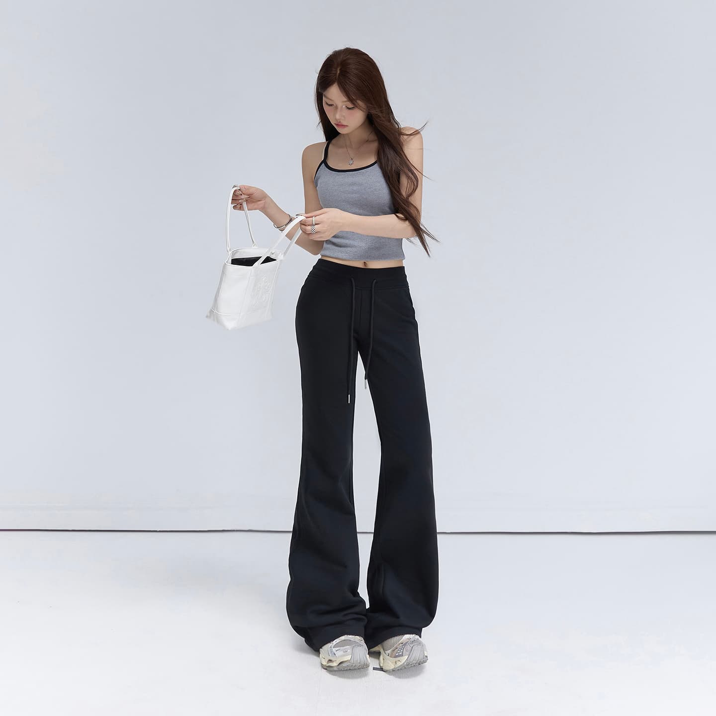 도파민 진짜 루즈핏 도루 가을 센스 몸매 가꾸기 나팔 캐주얼 바닥 청소 넓은 다리 여성 이미지 2