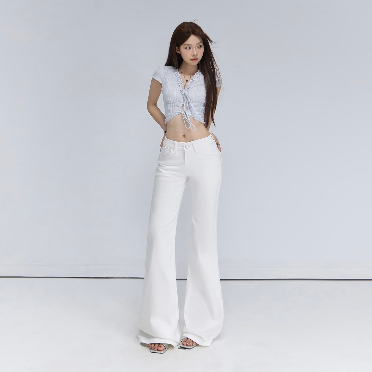 가을 겨울 새로운 카모플라주 데님 긴 바지 여성 아메리칸 로우 웨이스트 루즈핏 다용도 아니요 막대기 다리 넓은 다리 라
