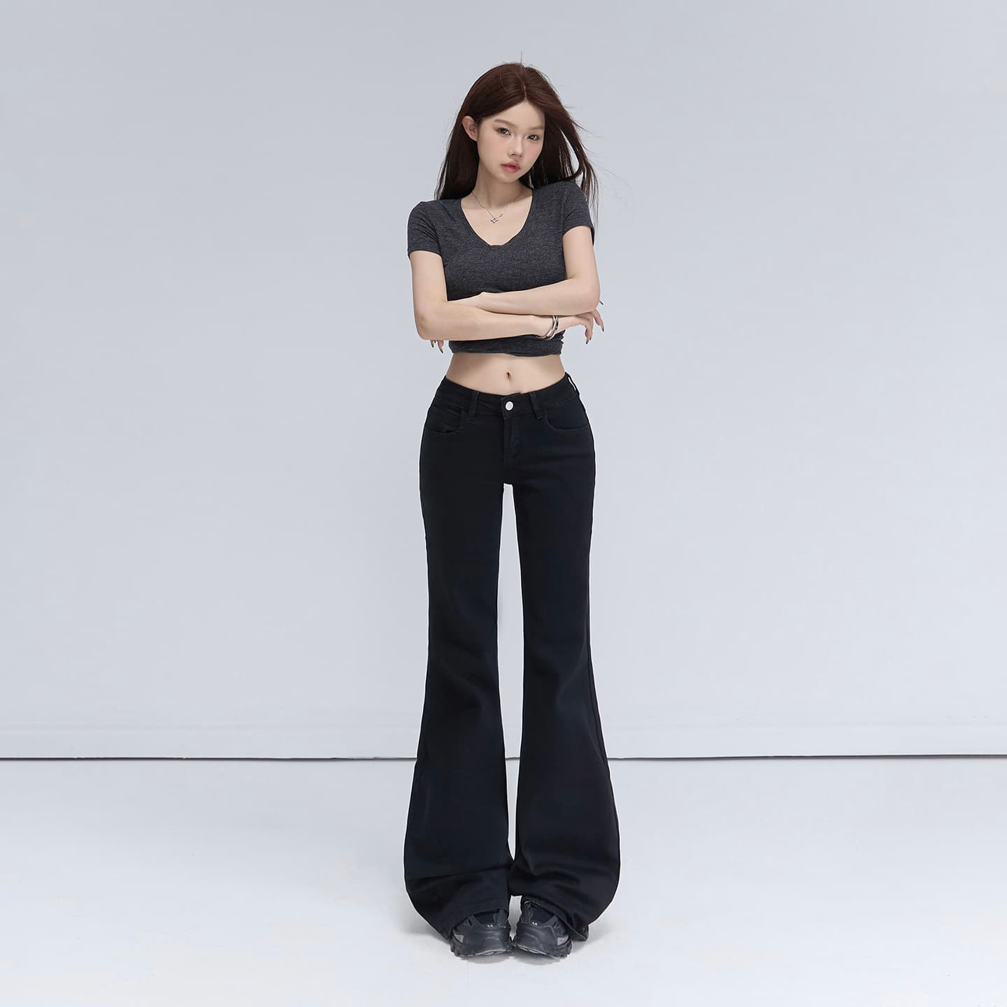 가을 겨울 새로운 카모플라주 데님 긴 바지 여성 아메리칸 로우 웨이스트 루즈핏 다용도 아니요 막대기 다리 넓은 다리 라 이미지 2