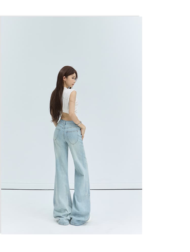 가을 겨울 새로운 카모플라주 데님 긴 바지 여성 아메리칸 로우 웨이스트 루즈핏 다용도 아니요 막대기 다리 넓은 다리 라 상세 이미지 12